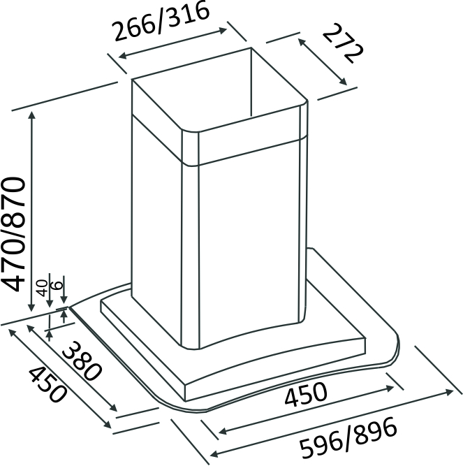 Optima H 750 90 M BL креслення